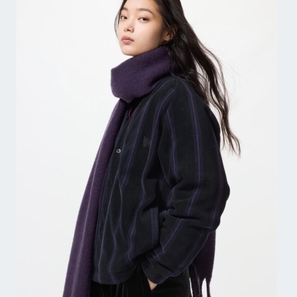 UNIQLO and NEEDLES. NEW FW25 Oversized Purple Striped Cardigan. - Picture 5 of 7